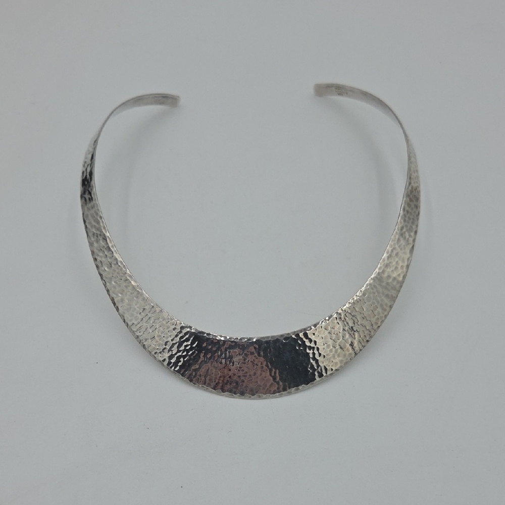 MWS Mexico Hammered Sterling Silver 925 Collar Necklace